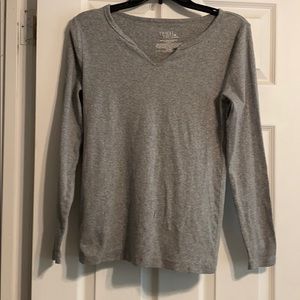 A long sleeve grey T-shirt